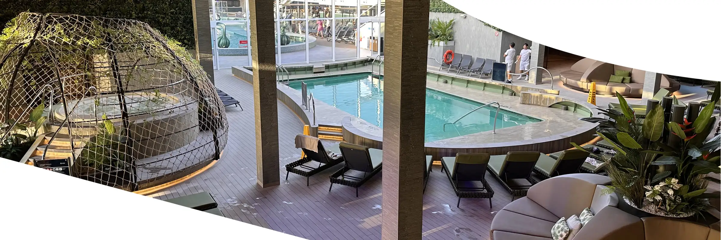 header for the cruise section showing the deck and a pool