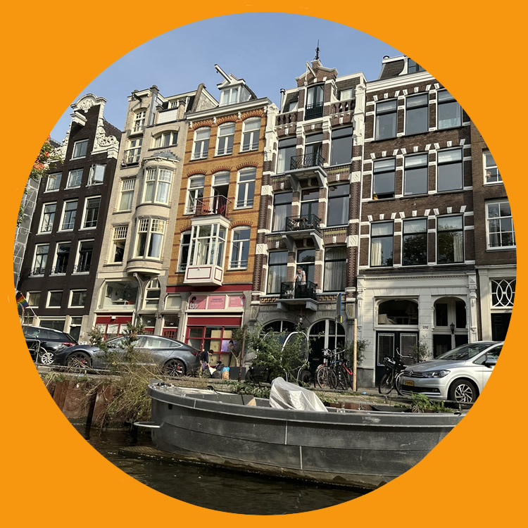 Amsterdam buildings, a view from a tour boat