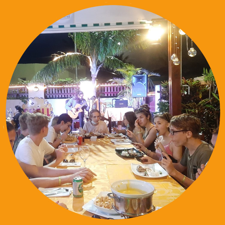dinner at a restaurant in the Americas with live music