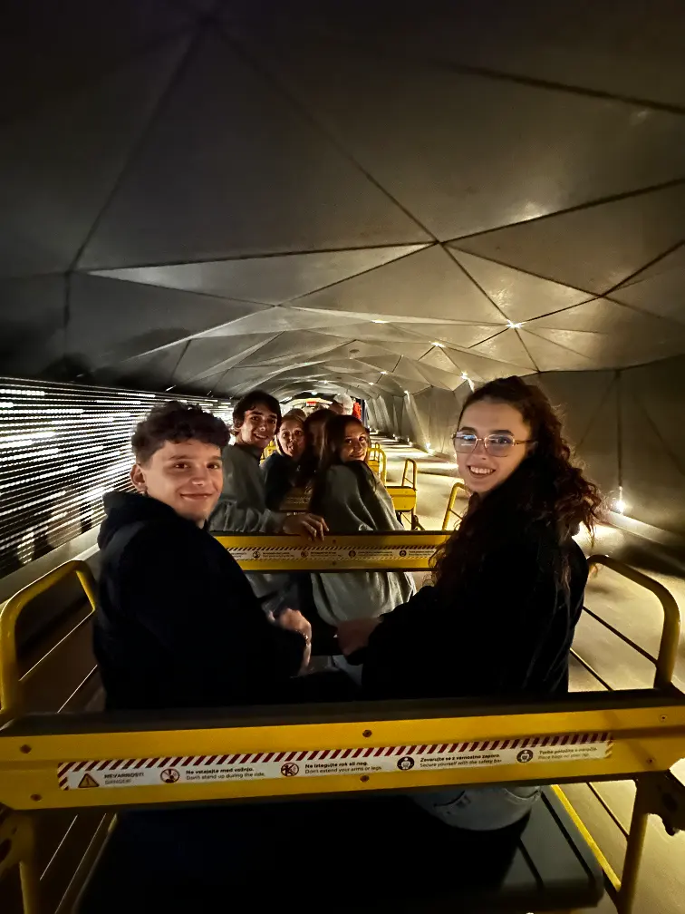 A train ride going down the Povstanska jamu in Slovenia