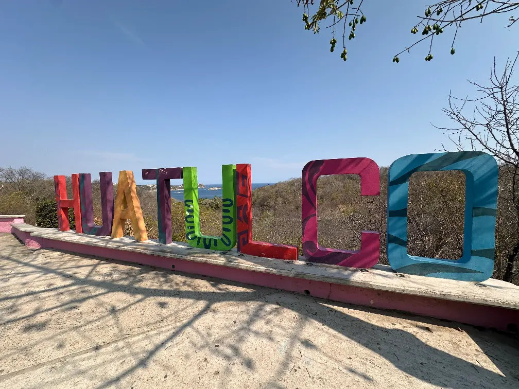 Huatulco sign on the hill