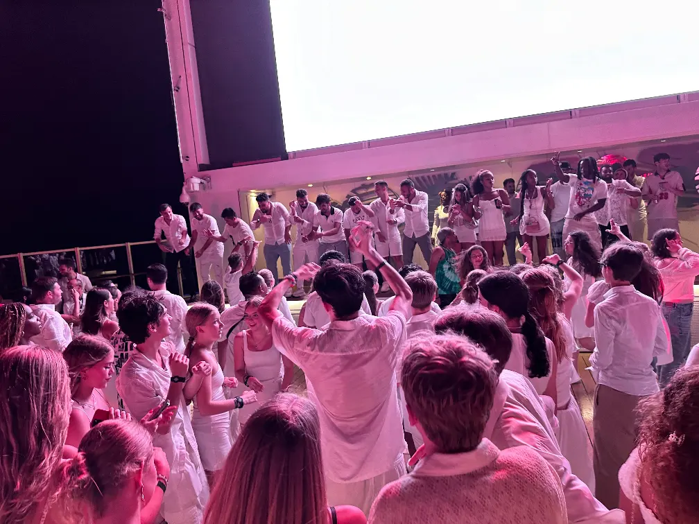 White party going full blast on the upper decks of the Seascape