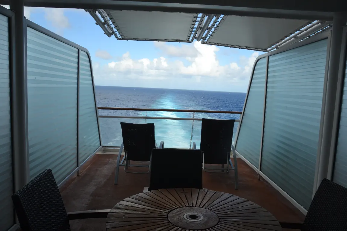 Cruise ship deck at sunset