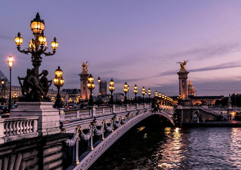 Beautiful European bridge with historic architecture